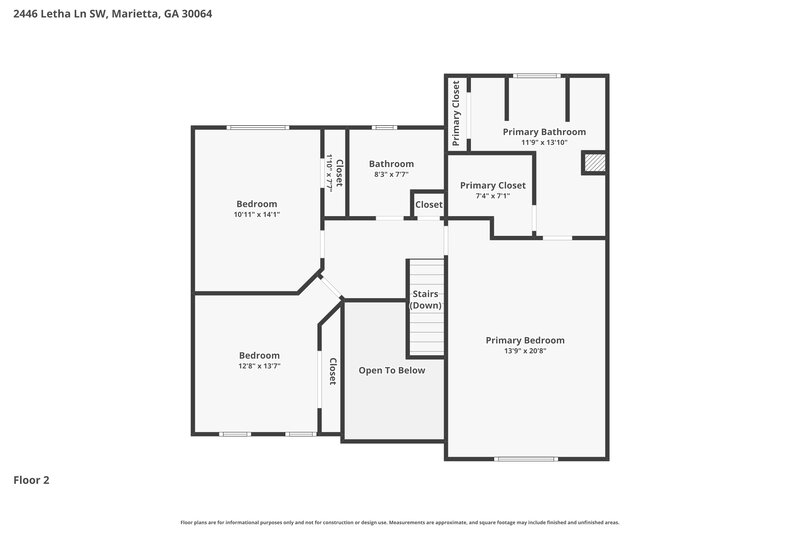 2,470/Mo, 2446 Letha Ln SW Marietta, GA 30064 Floor Plan View 3