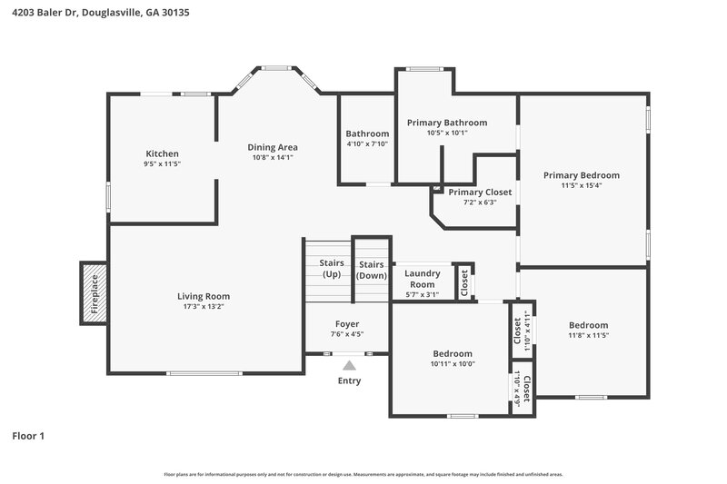 1,860/Mo, 4203 Baler Dr Douglasville, GA 30135 Floor Plan View