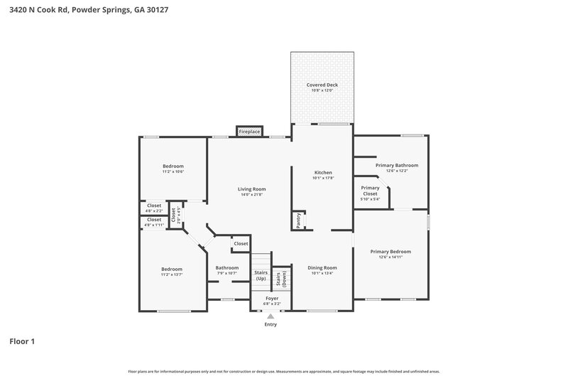 2,610/Mo, 3420 N Cook Rd Powder Springs, GA 30127 Floorplan View