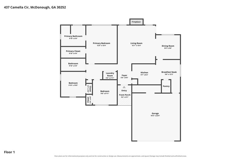 1,940/Mo, 437 Camella Cir McDonough, GA 30252 Floor Plan View