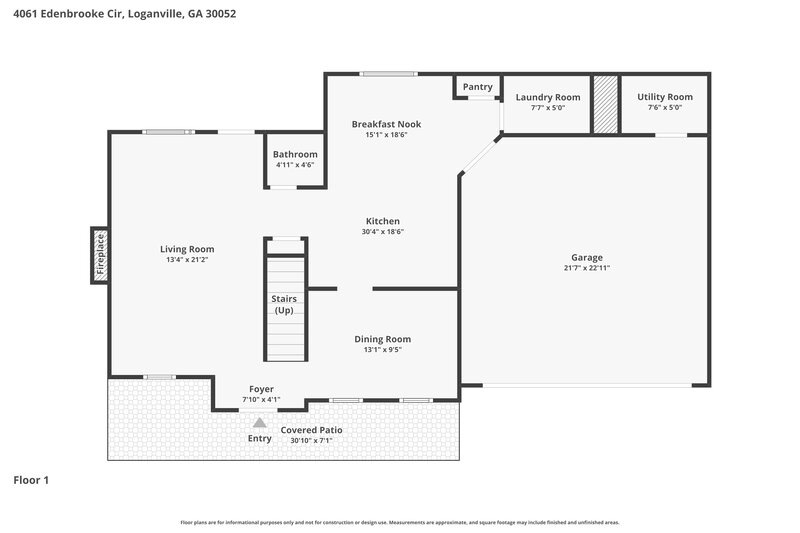 2,000/Mo, 4061 Edenbrooke Cir Loganville, GA 30052 Floor Plan View