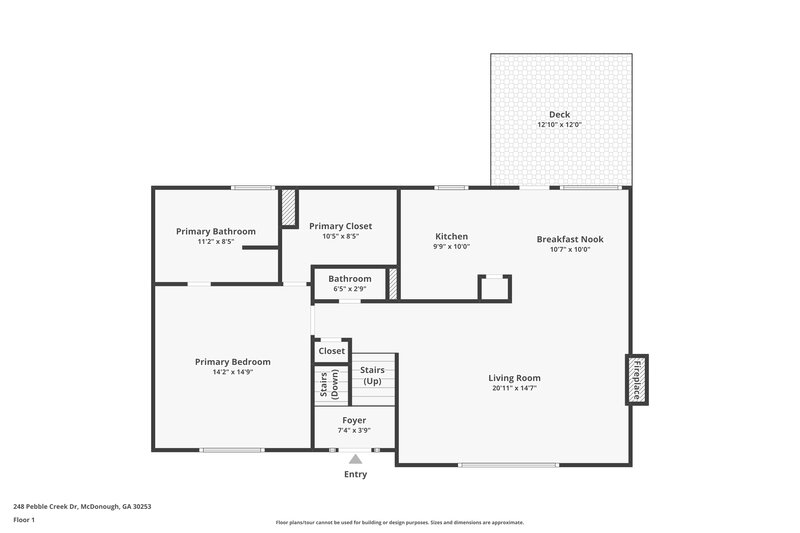 1,880/Mo, 248 Pebble Creek Dr McDonough, GA 30253 Floorplan View