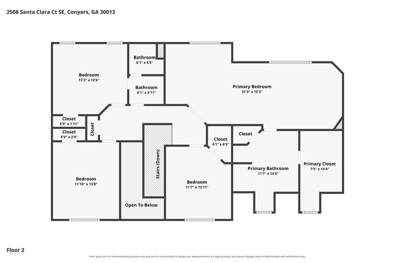 2,470/Mo, 2508 Santa Clara Ct SE Conyers, GA 30013 Floorplan View