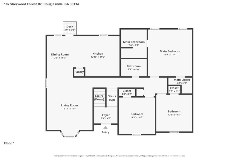 1,725/Mo, 187 Sherwood Forest Dr Douglasville, GA 30134 Floor Plan View 2