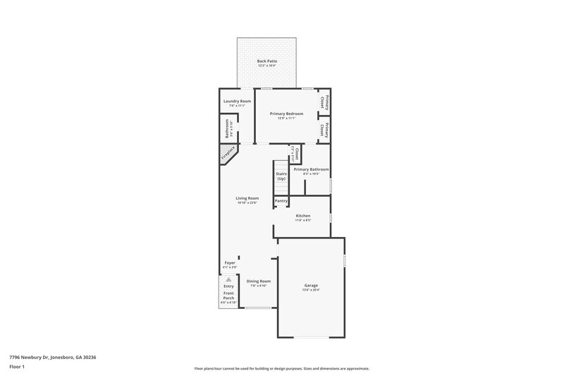 1,885/Mo, 7796 Newbury Dr Jonesboro, GA 30236 Floor Plan View