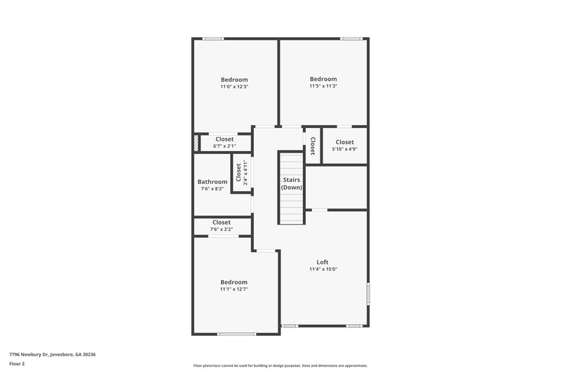 1,885/Mo, 7796 Newbury Dr Jonesboro, GA 30236 Floor Plan View 2