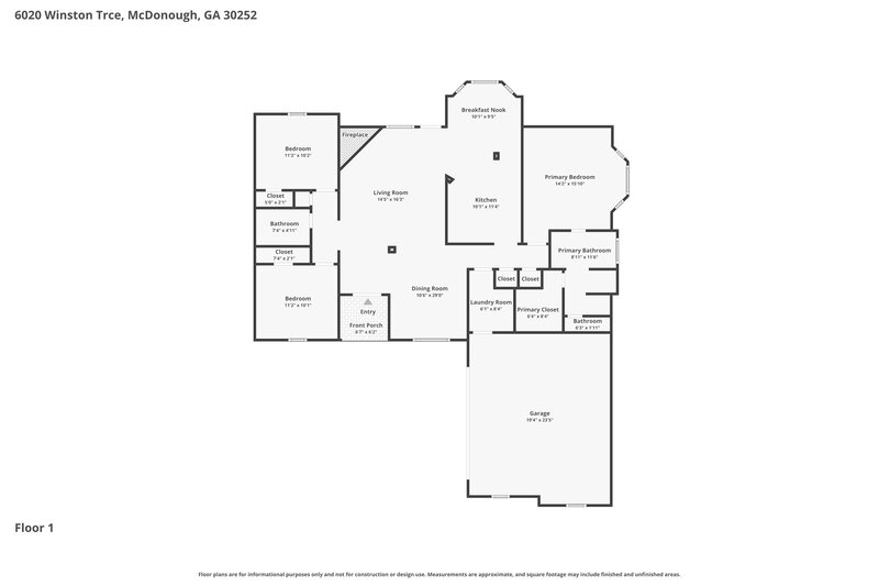 1,930/Mo, 6020 Winston Trce McDonough, GA 30252 Floor Plan View