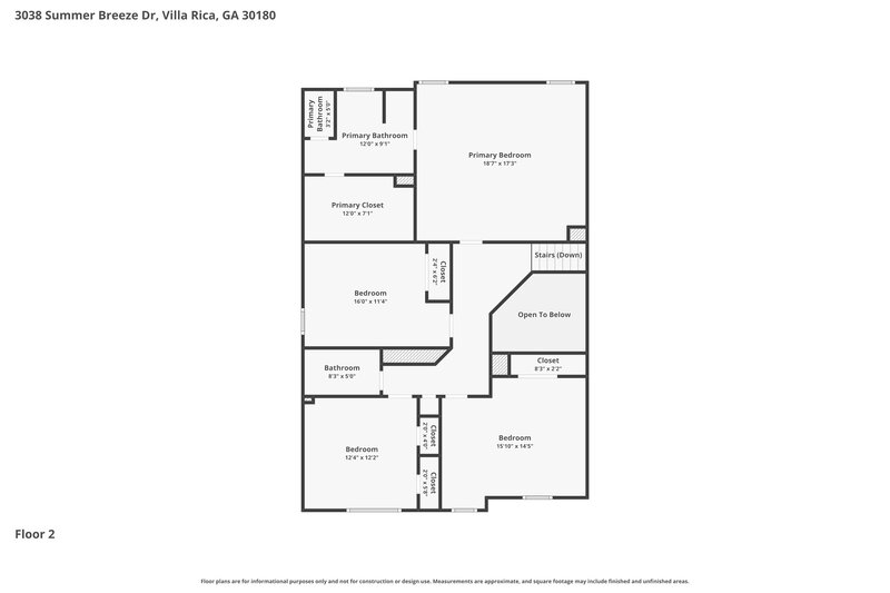 1,990/Mo, 3038 Summer Breeze Dr Villa Rica, GA 30180 Floor Plan View 2