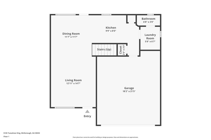 1,825/Mo, 5135 Tussahaw Crossing McDonough, GA 30252 Floor Plan View