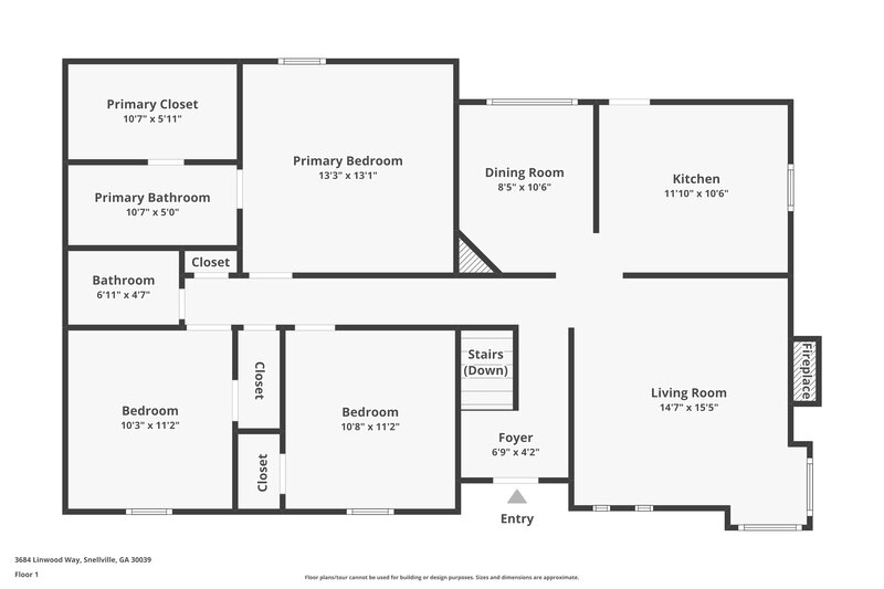 1,875/Mo, 3684 Linwood Way Snellville, GA 30039 Floor Plan View 2