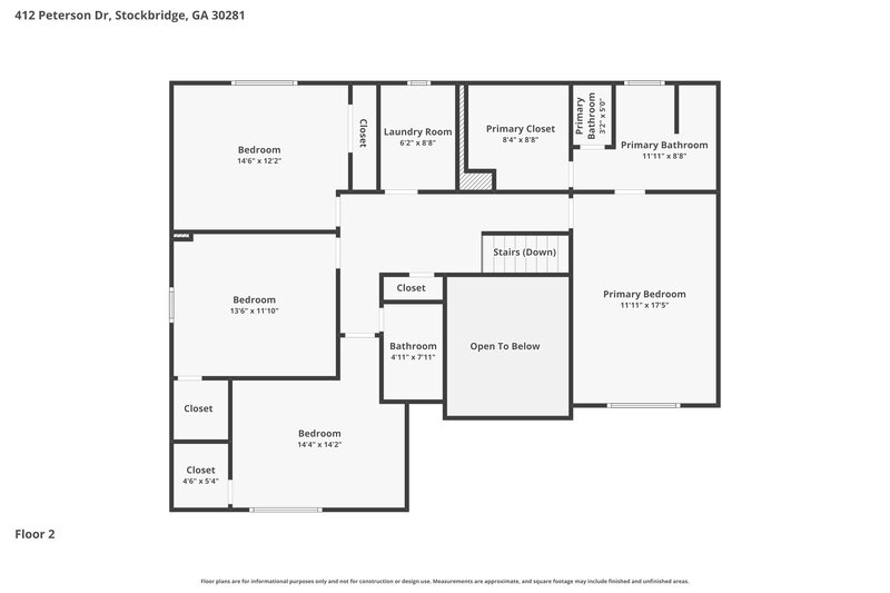 2,300/Mo, 412 Peterson Dr Stockbridge, GA 30281 Floor Plan View