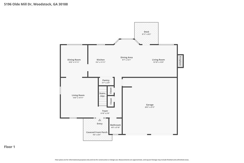 2,270/Mo, 5196 Olde Mill Dr NE Woodstock, GA 30188 Floor Plan View