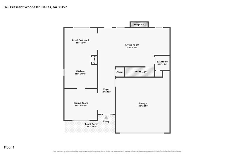 2,110/Mo, 326 Crescent Woode Dr Dallas, GA 30157 Floor Plan View