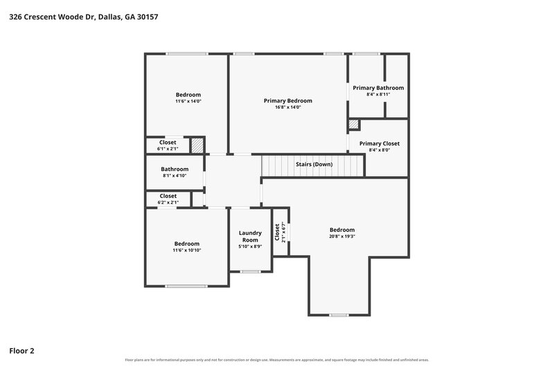 2,110/Mo, 326 Crescent Woode Dr Dallas, GA 30157 Floor Plan View 2