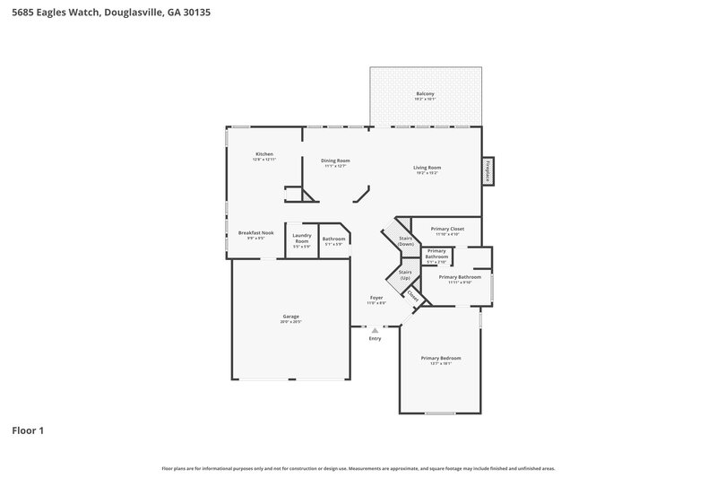 2,400/Mo, 5685 Eagles Watch Douglasville, GA 30135 Floor Plan View 2