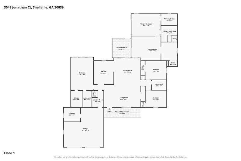 2,285/Mo, 3048 Jonathan Ct Snellville, GA 30039 Floor Plan View