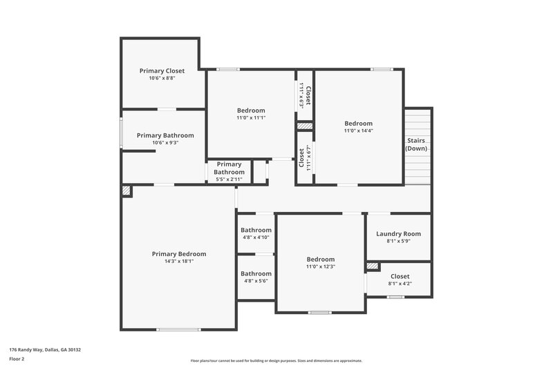 2,105/Mo, 176 Randy Way Dallas, GA 30132 Floorplan View