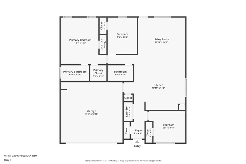 1,710/Mo, 117 Hill Side Way Hiram, GA 30141 Floor Plan View