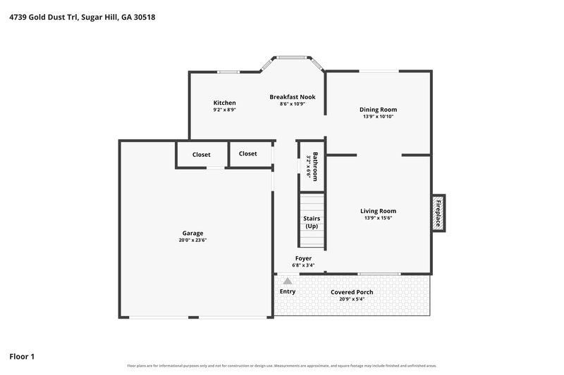 2,010/Mo, 4739 Gold Dust Trl Sugar Hill, GA 30518 Floor Plan View