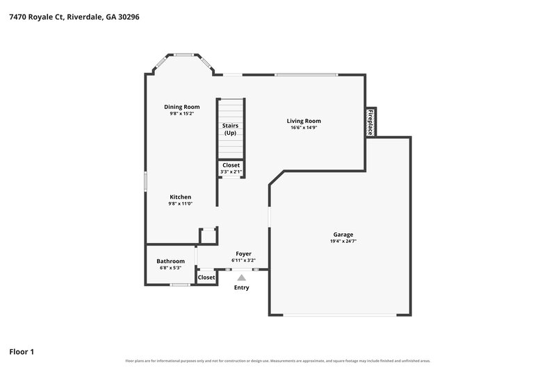 1,900/Mo, 7470 Royale Ct Riverdale, GA 30296 Floor Plan View