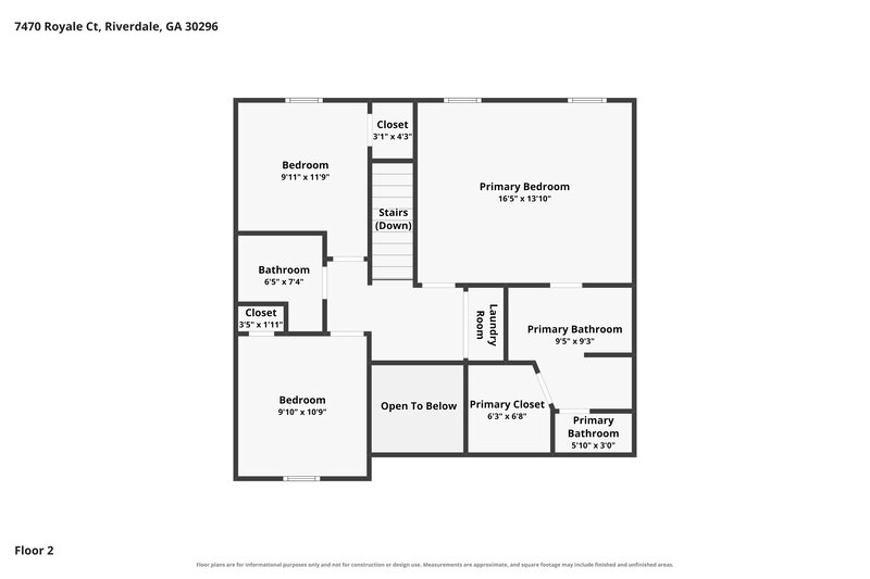 1,900/Mo, 7470 Royale Ct Riverdale, GA 30296 Floor Plan View 2