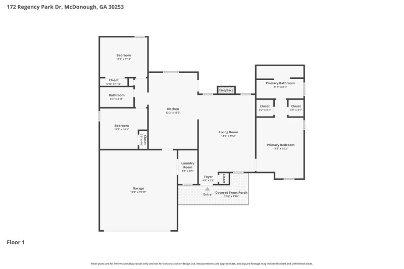 2,600/Mo, 172 Regency Park Dr McDonough, GA 30253 Floor Plan View