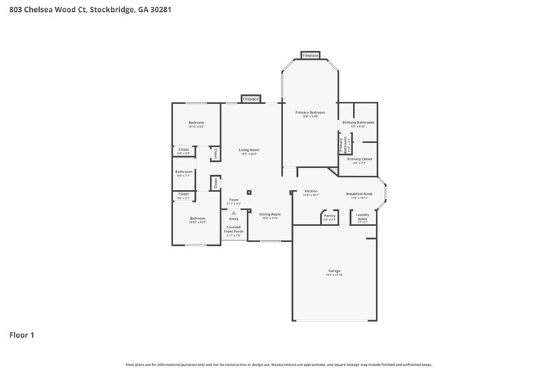 1,995/Mo, 803 Chelsea Wood Ct Stockbridge, GA 30281 Floor Plan View 2