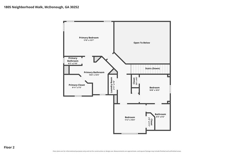 2,000/Mo, 1805 Neighborhood Walk McDonough, GA 30252 Floorplan View