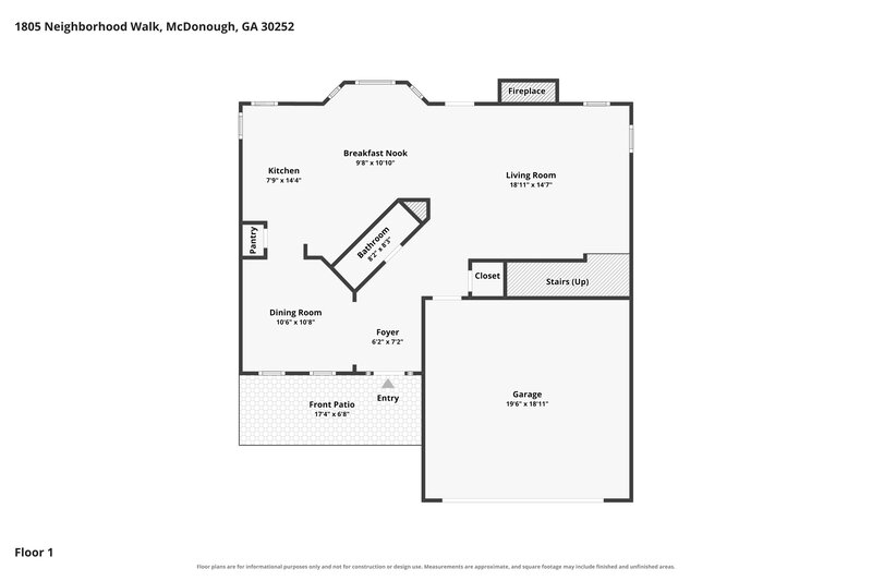 2,000/Mo, 1805 Neighborhood Walk McDonough, GA 30252 Floorplan View 2