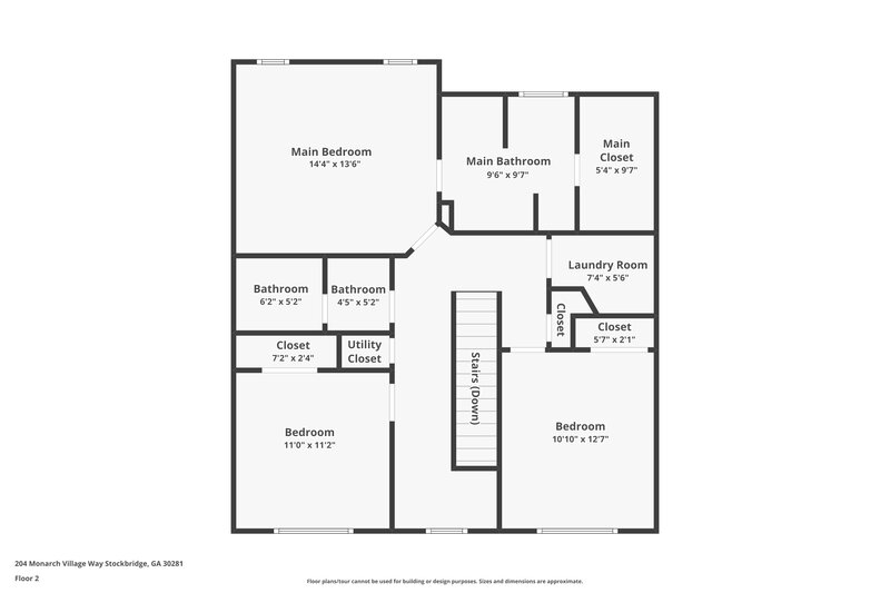 2,025/Mo, 204 Monarch Village Way Stockbridge, GA 30281 Floor Plan View