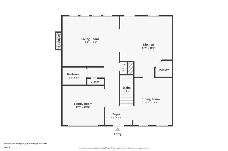 2,025/Mo, 204 Monarch Village Way Stockbridge, GA 30281 Floor Plan View 2