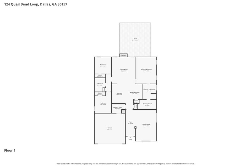 2,020/Mo, 124 Quail Bend Loop Dallas, GA 30157 Floor Plan View