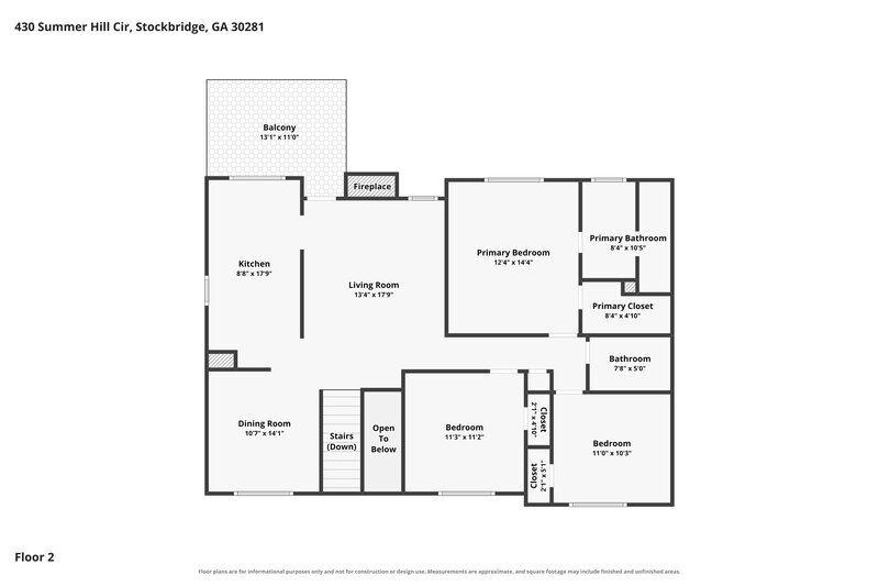 2,085/Mo, 430 Summer Hill Cir Stockbridge, GA 30281 Floor Plan View