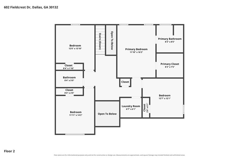 2,175/Mo, 602 Fieldcrest Drive Dallas, GA 30132 Floorplan View 2