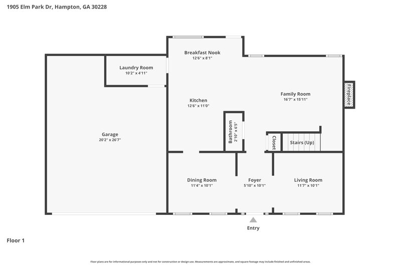 1,860/Mo, 1905 Elm Park Dr Hampton, GA 30228 Floor Plan View