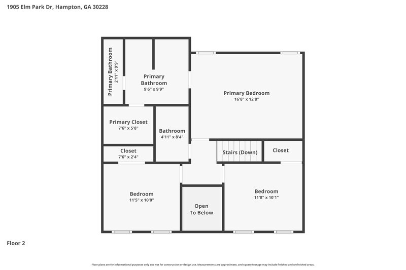 1,860/Mo, 1905 Elm Park Dr Hampton, GA 30228 Floor Plan View 2