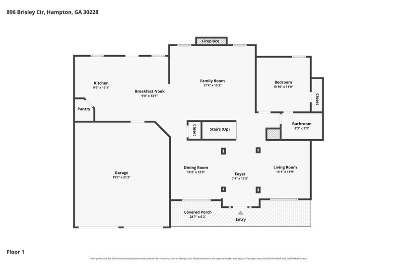 2,350/Mo, 896 Brisley Cir Hampton, GA 30228 Floor Plan View