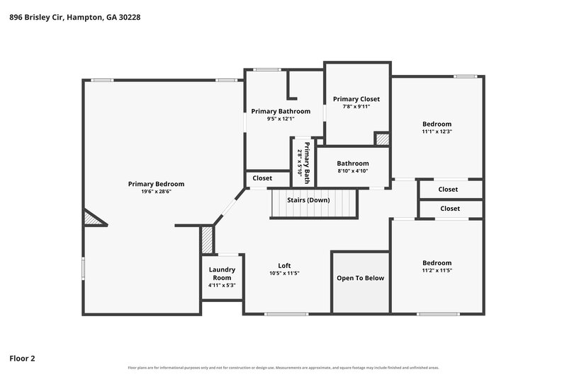 2,350/Mo, 896 Brisley Cir Hampton, GA 30228 Floor Plan View 2