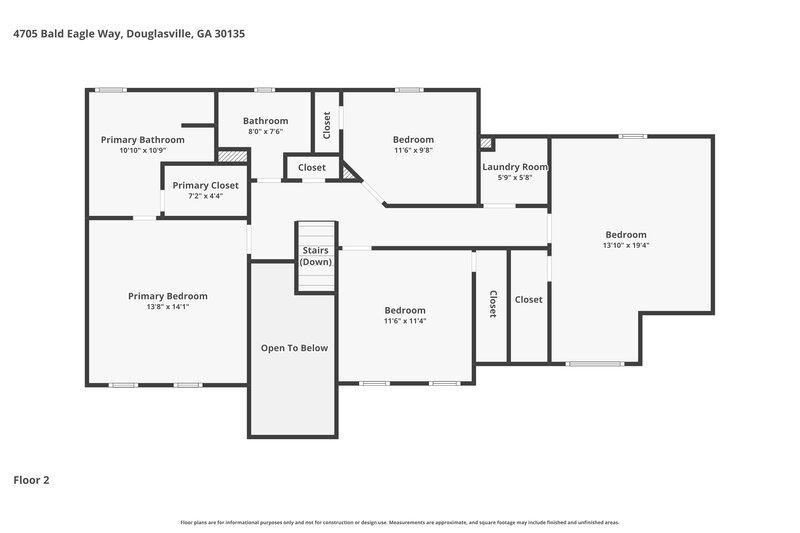2,315/Mo, 4705 Bald Eagle Way Douglasville, GA 30135 Floor Plan View 2