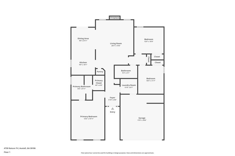 1,805/Mo, 4730 Nature Trl Austell, GA 30106 Floor Plan View