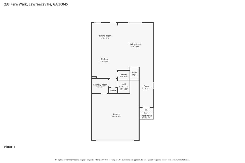 2,180/Mo, 233 Fern Walk Lawrenceville, GA 30045 Floor Plan View