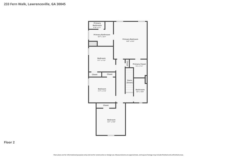 2,180/Mo, 233 Fern Walk Lawrenceville, GA 30045 Floor Plan View 2
