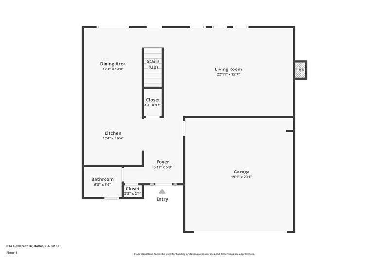 1,915/Mo, 634 Fieldcrest Drive Dallas, GA 30132 Floor Plan View