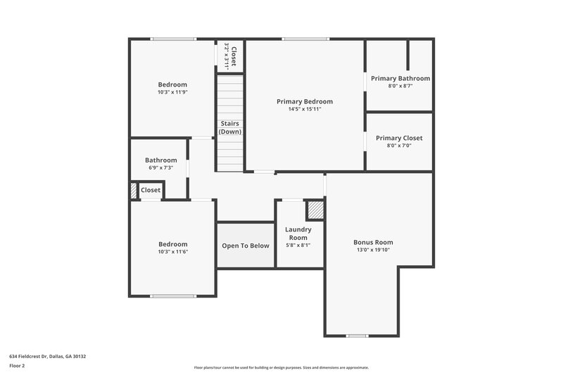 1,915/Mo, 634 Fieldcrest Drive Dallas, GA 30132 Floor Plan View 2