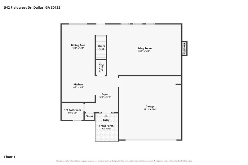 2,060/Mo, 542 Fieldcrest Drive Dallas, GA 30132 Floor Plan View