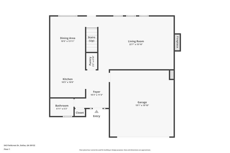 2,590/Mo, 542 Fieldcrest Drive Dallas, GA 30132 Floorplan View
