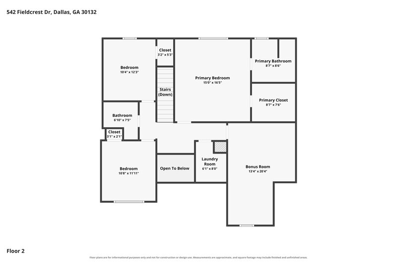 2,060/Mo, 542 Fieldcrest Drive Dallas, GA 30132 Floor Plan View 2