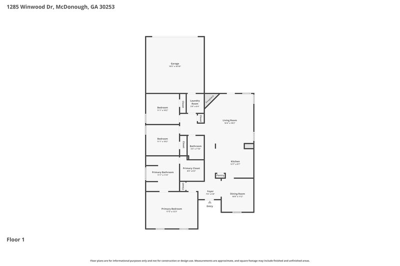 2,000/Mo, 1285 Winwood Dr McDonough, GA 30253 Floor Plan View