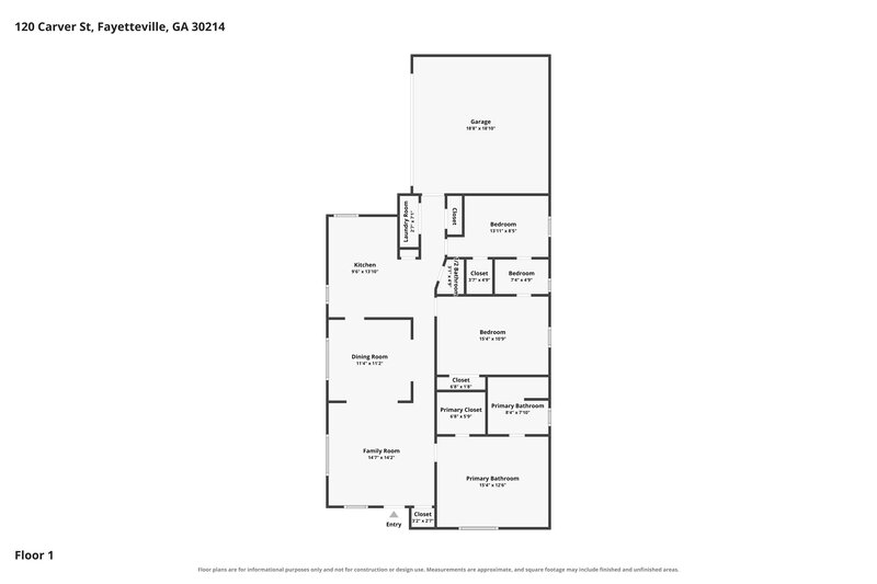 1,945/Mo, 120 Carver St Fayetteville, GA 30214 Floor Plan View