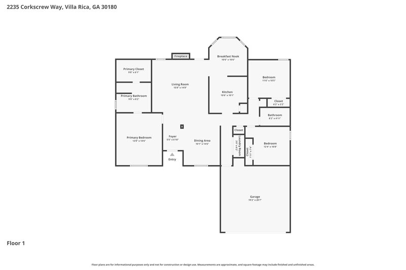 1,960/Mo, 2235 Corkscrew Way Villa Rica, GA 30180 Floor Plan View